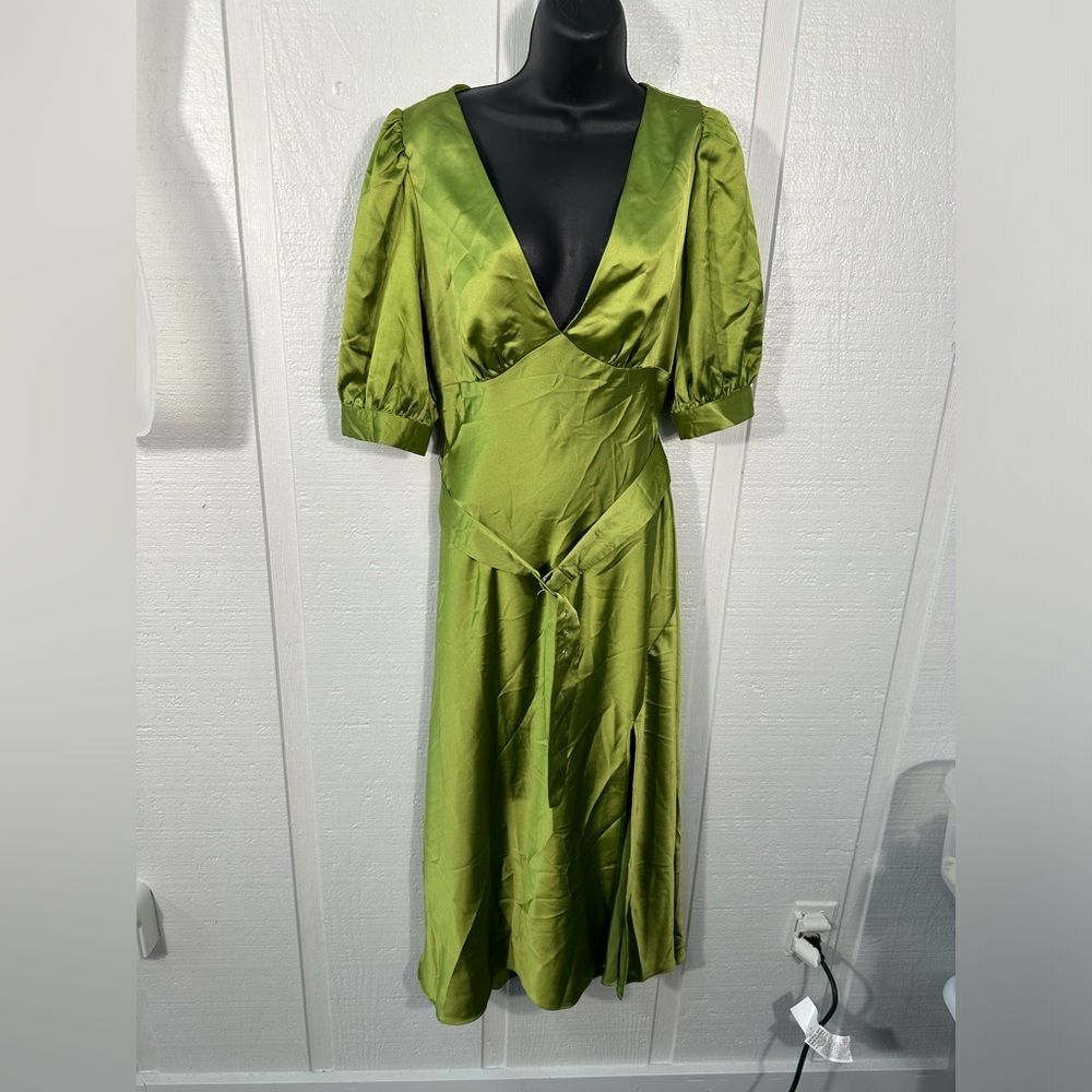 ASOS Olive Green Satin Midi Dress